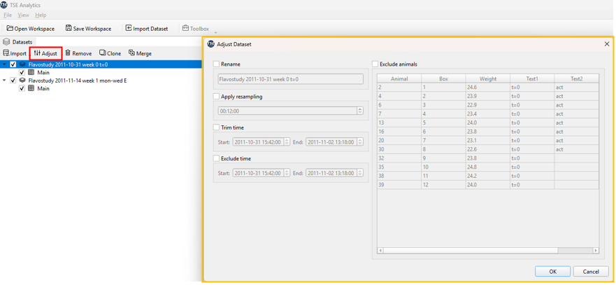 Figure: Adjust Dialog